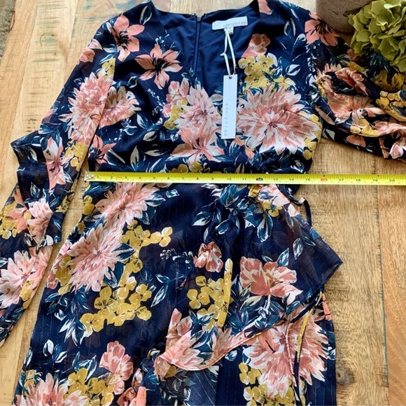 Adelyn Rae Floral Hi-Low Dress With Sheer Sleeves Size Small - Picture 11 of 16